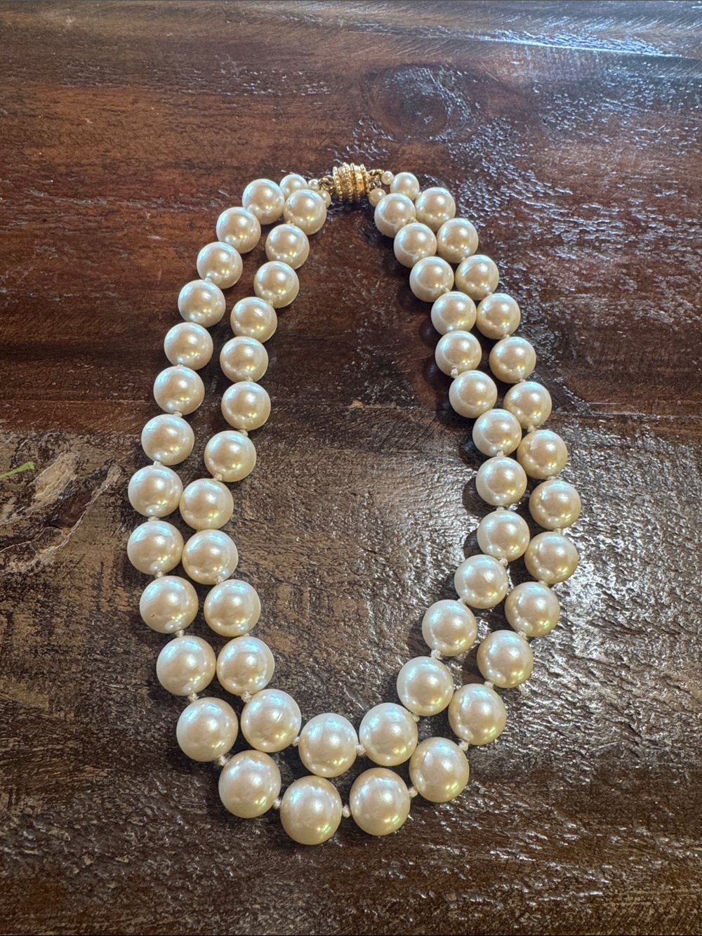 Classic Double-Strand Pearl Necklace in Cream